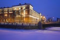 Evening winter twilight near the building of the Central Naval Museum, Saint Petersburg