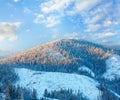 Evening winter Ukrainian Carpathian Mountains landscape Royalty Free Stock Photo