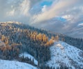 Evening winter Ukrainian Carpathian Mountains landscape Royalty Free Stock Photo