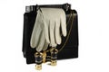 Evening woman bag with pair of leather gloves Royalty Free Stock Photo