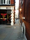 Evening working in Whalebone Court London from Telegraphone Avenue with Barbar shop open Royalty Free Stock Photo