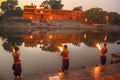 Evening worship River Shipra Ujjain. Royalty Free Stock Photo