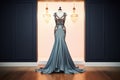 eveningwear section with spotlight on an elegant gown Royalty Free Stock Photo