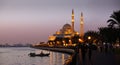 Evenning view of Sharjah lake and Alnoor Mosque