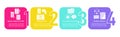 Event app vector infographic template. Interactive tools, communication with participants. Data visualization with four