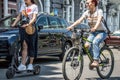 The event bicycle day. Bicyclists, adults and children, their portraits