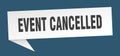 event cancelled banner. event cancelled speech bubble.