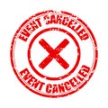 Event cancelled mark rubber stamp with cross