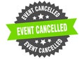 event cancelled sign. event cancelled round isolated ribbon label.