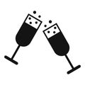 Event champagne glasses icon simple vector. Marriage couple