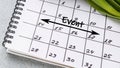 Event dates on a calendar