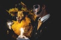 Event for day of the dead, catrina couple with skull make up, Merida, Mexico Royalty Free Stock Photo