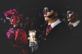 Event for day of the dead, man with skeleton make up at the `Festival de las Animas` in Merida, Mexico