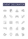 Event decorator line vector icons and signs. beautiful, event, wedding, decoration, celebration, decor, arrangement