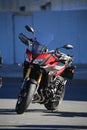 Red and black motorcycle Yamaha Tracer MT-09, front view Royalty Free Stock Photo