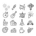 Event and holiday, party concept icon set isolated. Modern minimal outline Royalty Free Stock Photo