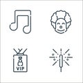 event line icons. linear set. quality vector line set such as sparkler, vip, clown Royalty Free Stock Photo