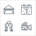 event line icons. linear set. quality vector line set such as video camera, wedding arch, new year Royalty Free Stock Photo