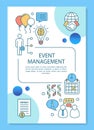 Event management planning poster template layout. Corporate party. Business meeting. Banner, booklet, leaflet print with