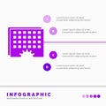 Event, management, processing, schedule, timing Infographics Template for Website and Presentation. GLyph Purple icon infographic Royalty Free Stock Photo