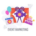Event marketing Icon. Holiday calendar date. Cake, camera