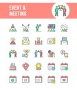 Event and Meeting Flat Line Icons.