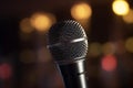 Event microphone, Audio tool set in a conference seminar meeting room background Royalty Free Stock Photo