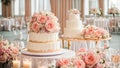 event multi-tiered wedding cake, flowers bridal dessert food ceremony Royalty Free Stock Photo