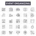 Event organizing line icons, signs, vector set, outline illustration concept Royalty Free Stock Photo