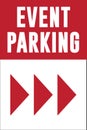 Event Parking Directional Sign | Vector Template for Concert and Festival Venues | 36` x 24` Standard Sandwich Board Signage Royalty Free Stock Photo