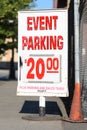 Event Parking stand alane sign for $20 in Seattle Royalty Free Stock Photo