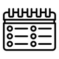Event planner diary icon, outline style
