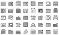 Event planner icons set, outline style