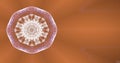 Abstract circular cluster of particles performing different kaleidoscopic patterns over brown background.