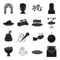 Event service set icons in black style. Big collection of event service vector symbol stock illustration Royalty Free Stock Photo