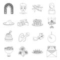 Event service set icons in outline style. Big collection of event service vector symbol Royalty Free Stock Photo