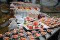 Event services.  Japanese cuisine outdoor buffet Royalty Free Stock Photo