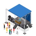 Event Stage Podium Construction Disco Isometric View. Vector