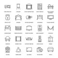 Event supplies flat line icons. Party equipment - stage Royalty Free Stock Photo