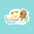 Event Template Label Cute Sticker With Birds And Letter
