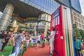 Event for the Tokyo Olympic Games in 2020. Passers-by could test Volleyball vending machine to rediscover the limits exceeded by
