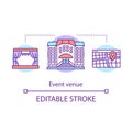 Event venue concept icon. Organization idea thin line illustration. Lease of premises. Event management. Meeting