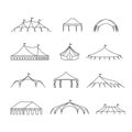 Event and wedding outdoor marquee tents vector line icons Royalty Free Stock Photo