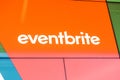 Eventbrite sign on HQ facade. Eventbrite is a USA based event management and ticketing website