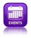 Events (calendar icon) special purple square button Royalty Free Stock Photo