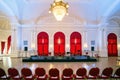 Events hall with stage prepared for classic music concert Royalty Free Stock Photo