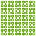 100 events icons hexagon green