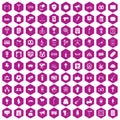 100 events icons hexagon violet