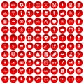 100 events icons set red Royalty Free Stock Photo