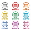 Events logo calendar icon, color set